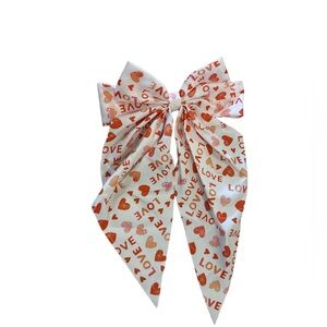 Heart Patterned Kids Bow - Red and White